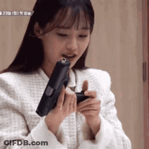 Cute Smiling Chuu Loading Gun GIF