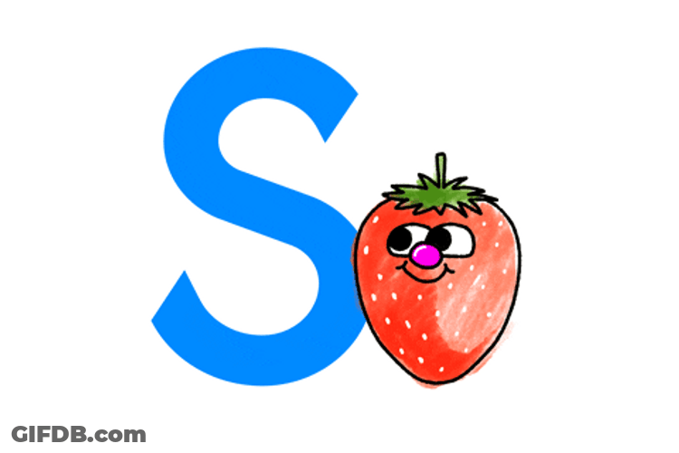 Cute Smiling Strawberry Letter S Artwork GIF