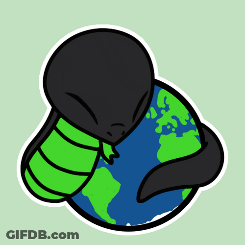 Cute Snake Hugging Globe GIF