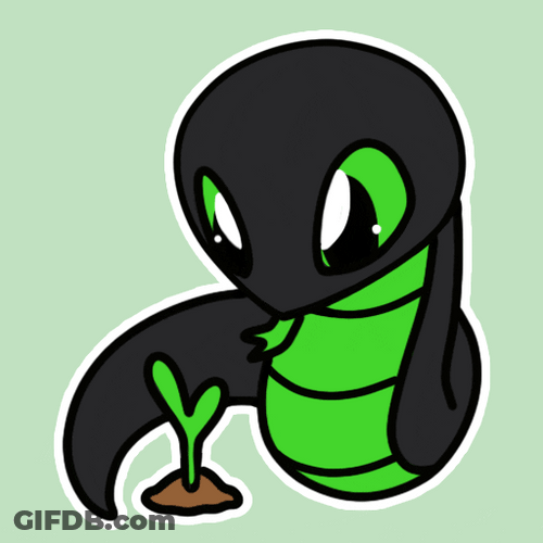 Cute Snake Making Plant Bud Grow GIF
