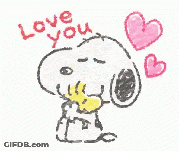 Cute Snoopy Hugging Woodstock Valentines Day GIF