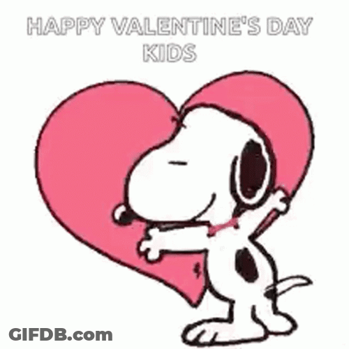 Cute Snoopy Valentines Day Greeting Cards For Kids GIF