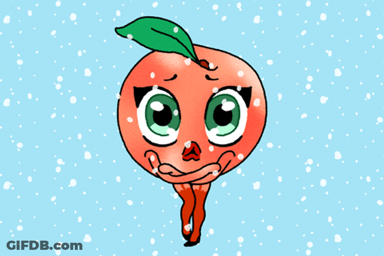 Cute Snow Peach Freezing GIF
