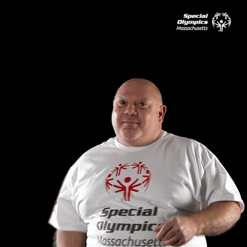 Cute Softball Special Olympics Guy Holding Ball GIF