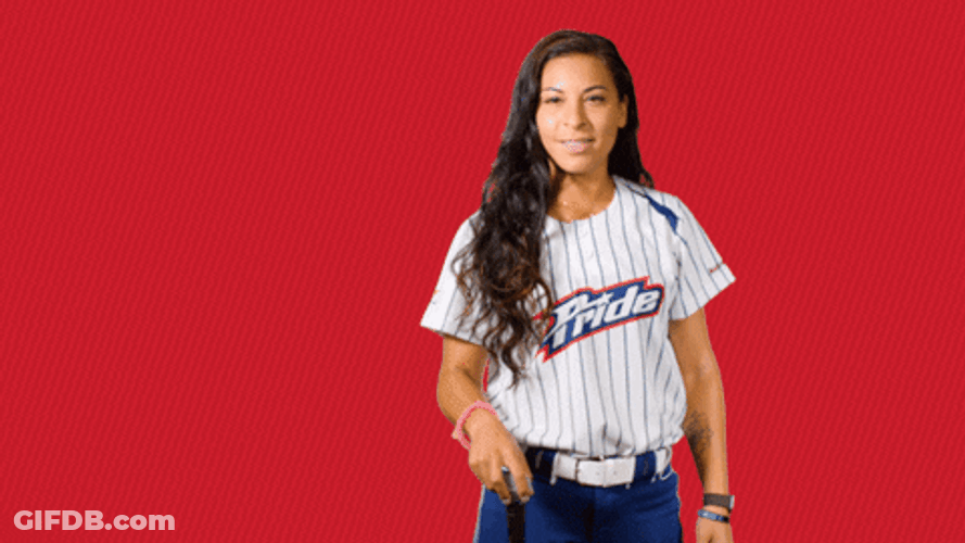 Cute Softball Team Member Dropping Microphone GIF