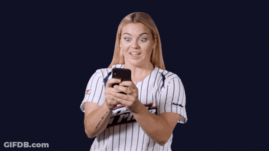 Cute Softball Woman Shocked Reaction GIF