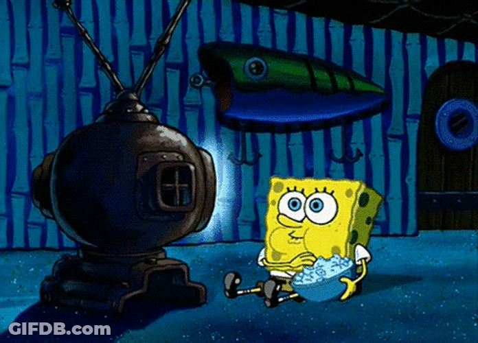 Cute Spongebob Popcorn Eating GIF