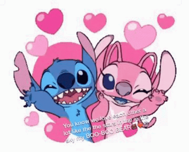 Cute Stitch Angel Heart Wink GIF