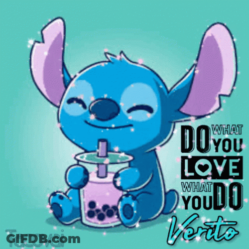 Cute Stitch Bubble Milk Tea Drink GIF