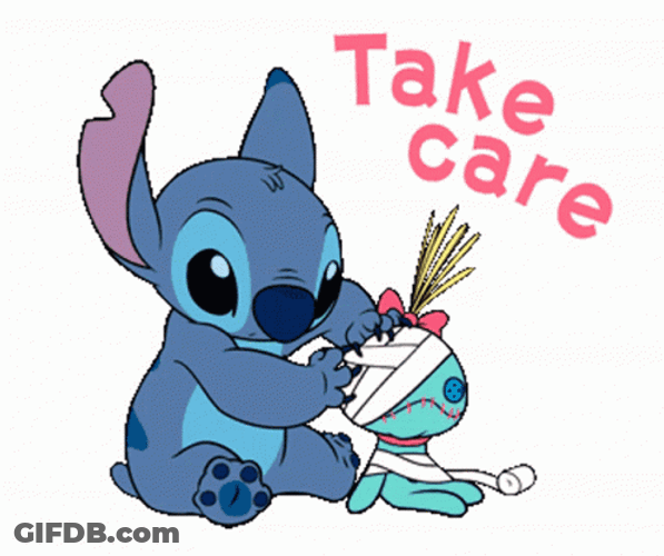 Cute Stitch Doll Take Care GIF