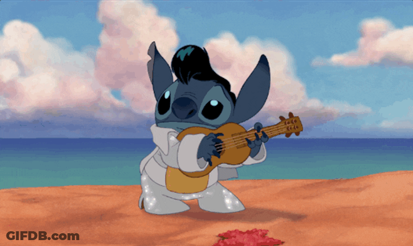 Cute Stitch Elvis Presley Beach Music Guitar GIF