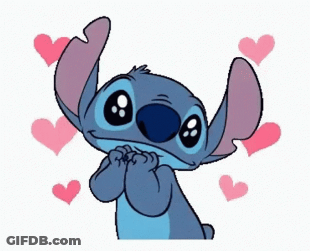 Cute Stitch Eyes Of Love Hearts GIF