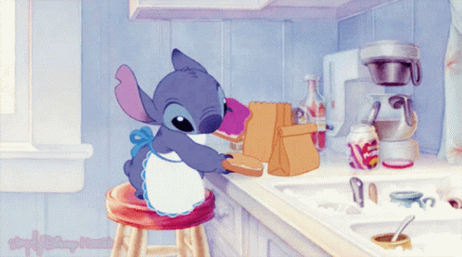 Cute Stitch Give Packed Food Stitch And Nani GIF