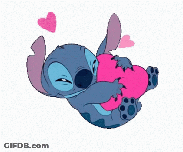 Cute Stitch Love Hug Pink Hearts GIF