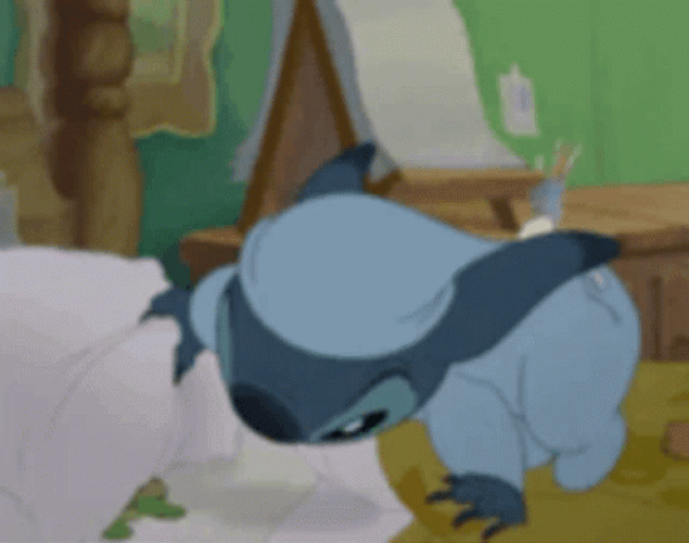Cute Stitch Pajamas Grab Turtle Toy Sleepy GIF