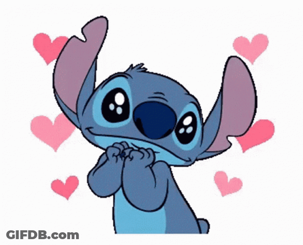 Cute Stitch Sticker Love Hearts GIF