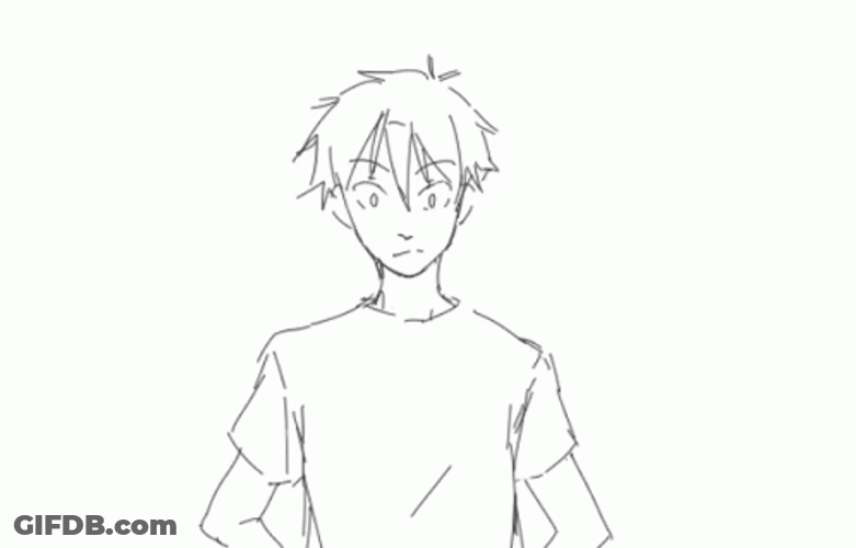 Cute Surprise Cheek Kiss Couple Sketch GIF
