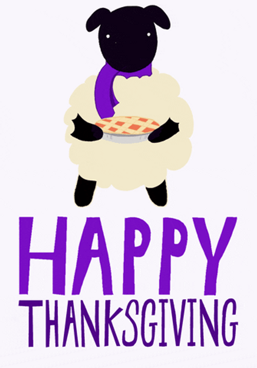 Cute Thanksgiving Dublin Sheep With Food GIF