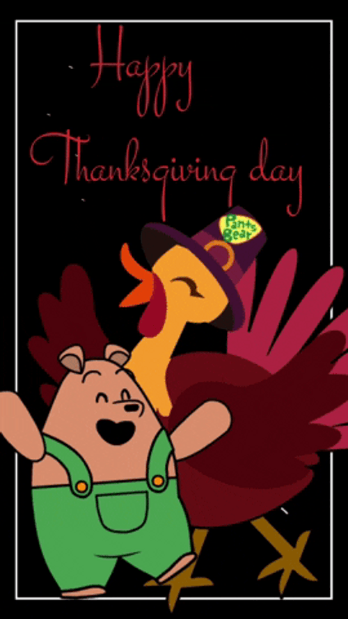 Cute Thanksgiving Pants Bear GIF