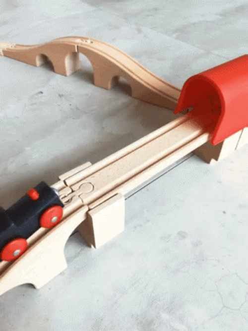 Cute Train Tunnel Toy Set Up GIF