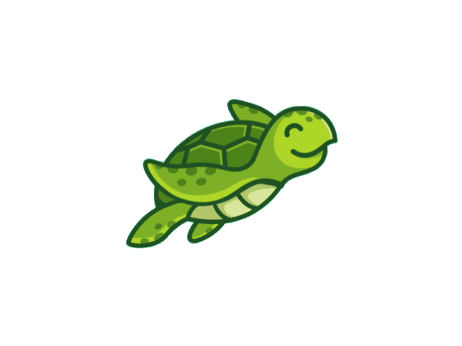 Cute Turtle Cartoon Swimming Blowing Bubbles GIF