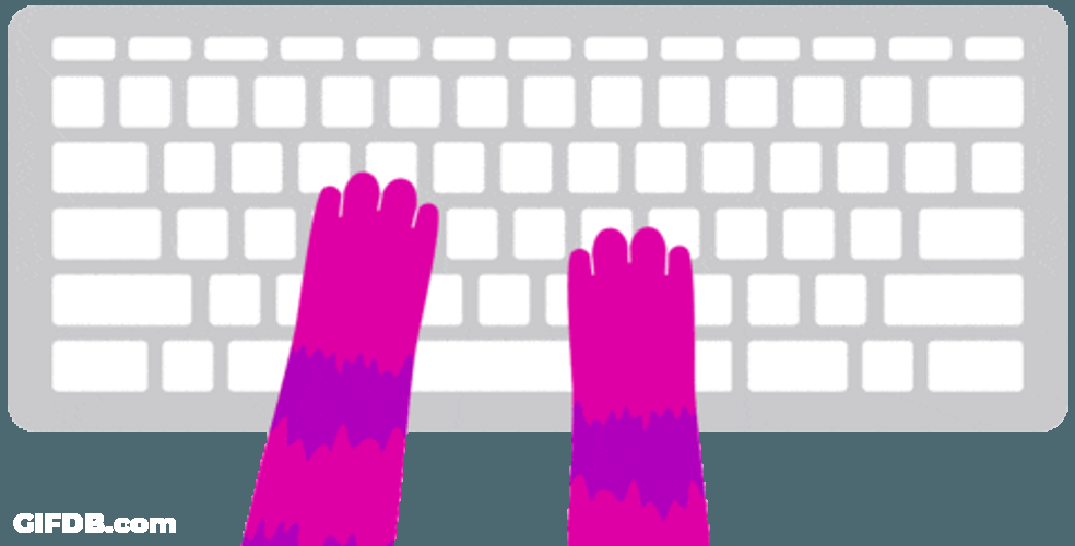 Cute Typing Cat Animated Hands GIF
