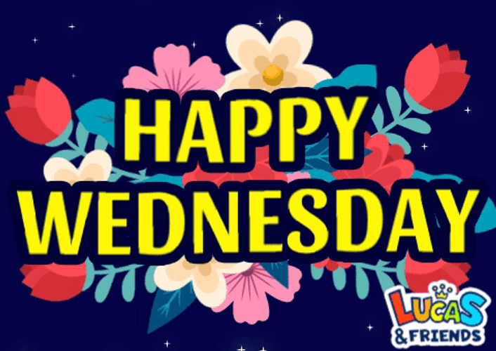 Cute Wednesday Flowers And Shining Letters GIF