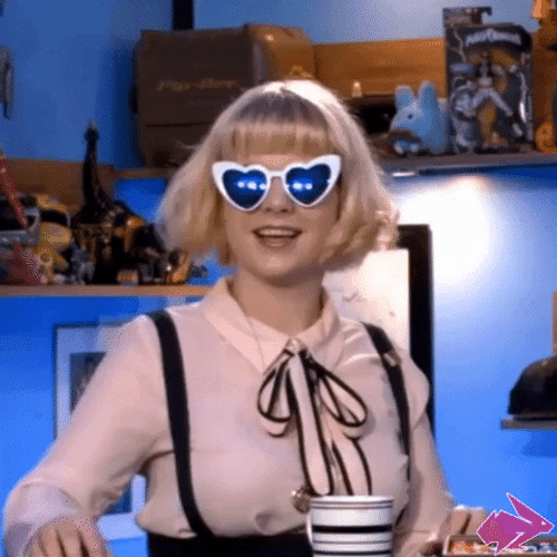 Cute Woman Yay Meme Shades On GIF