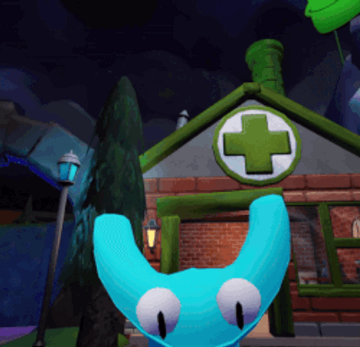 Cyan Big Mouth Rainbow Friends GIF