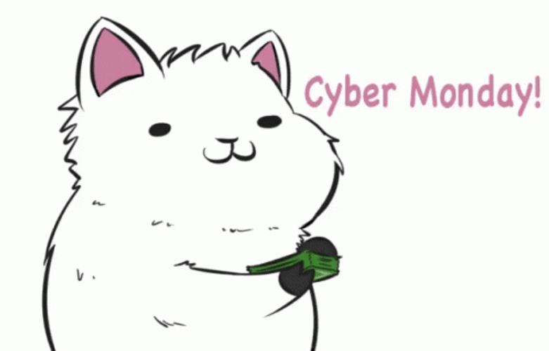 Cyber Monday Animated Cat Throwing Money Cash Dollars GIF