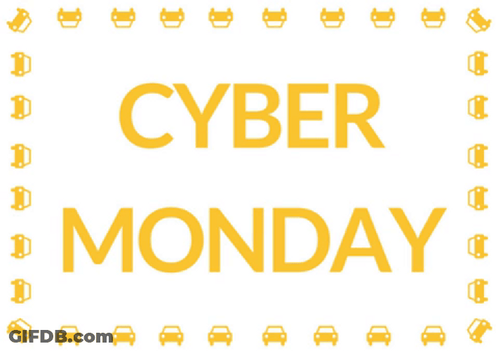 Cyber Monday Deal Rent A Car Yellow Animated Text GIF