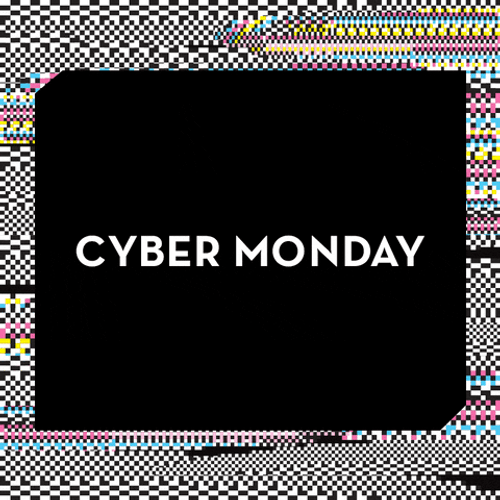 Cyber Monday Glitch Pixel Border Animated Text GIF