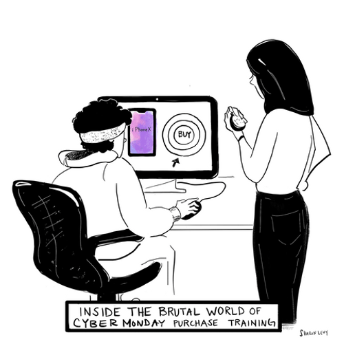 Cyber Monday Purchase Training Comic Drawing Art GIF