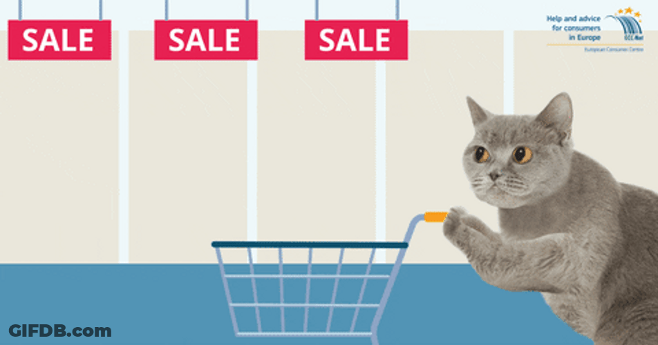 Cyber Monday Sale Shopping Cart Grocery Animated Cat GIF