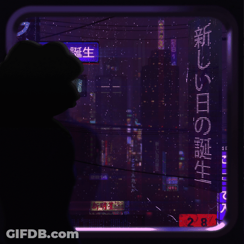 Cyber Punk Japan Night Rain GIF