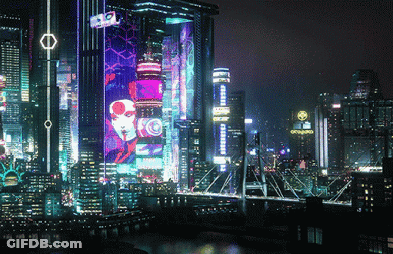Cyberpunk City At Night GIF