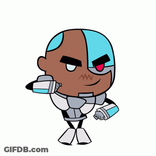 Cyborg From Teen Titans Go Is Shown In This Cartoon GIF