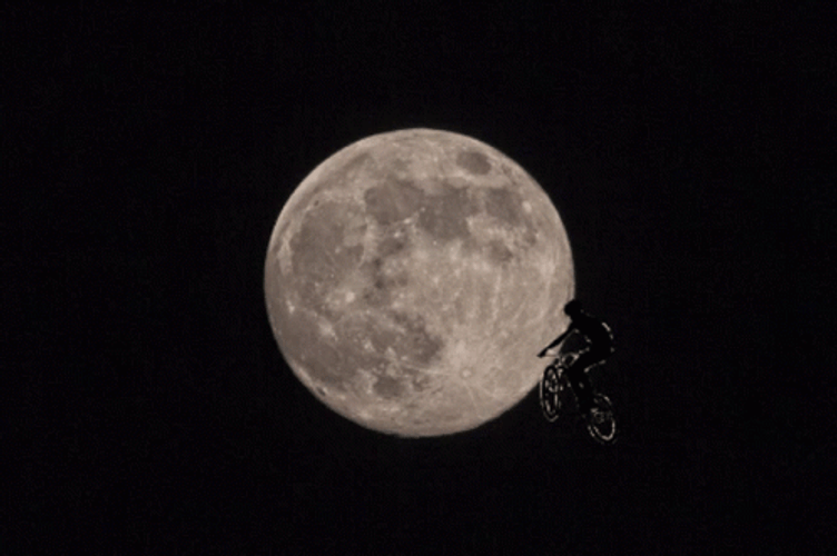 Cyclist Jumping In Front Of Super Moon GIF