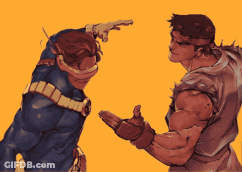 Cyclops And Ryu Cartoon Drawing GIF