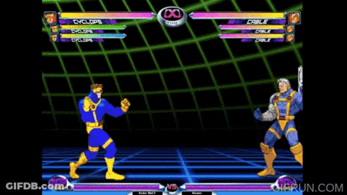 Cyclops Kicking Cable In Video Game GIF