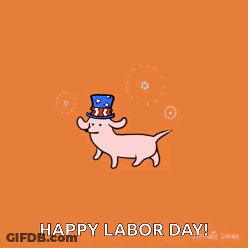 Dachshund In Top Hat Happy Labor Day GIF
