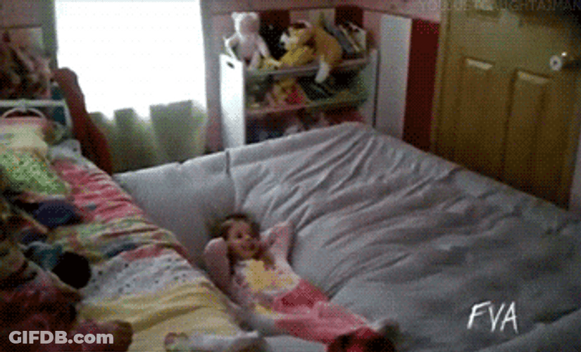 Dad Jumps On Bed Daughter Boing GIF