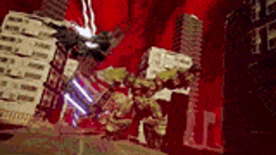 Daemon X Machina Fighting Off Robot GIF