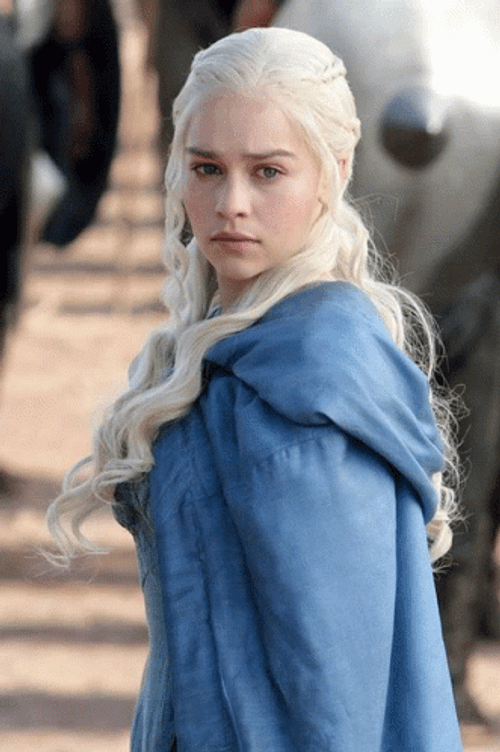 Daenerys Targaryen Emilia Clarke Fierce Look In Blue Cape GIF