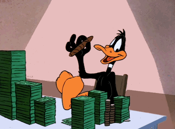 Daffy Duck Burning Money GIF