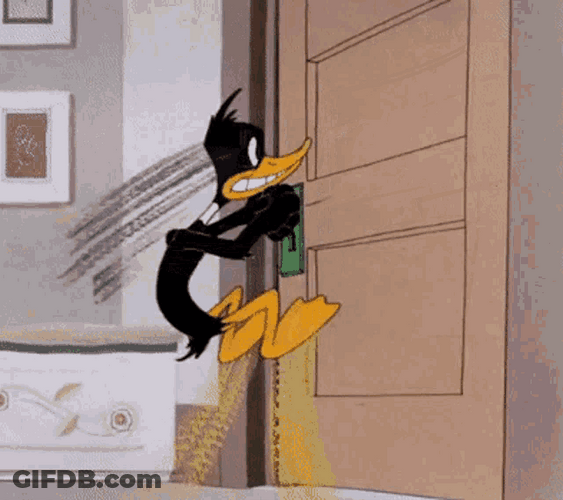 Daffy Duck Door Panicking GIF