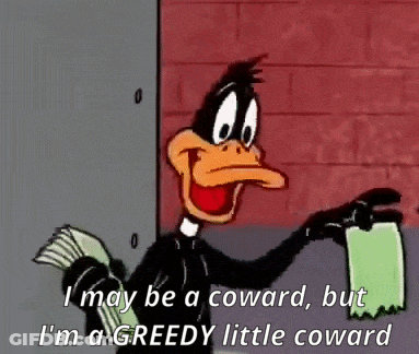 Daffy Duck Holding Stack Of Money And Paper GIF