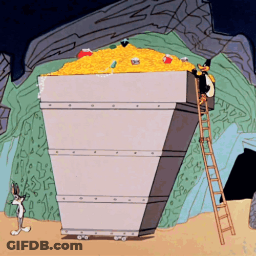 Daffy On A Mountain Of Jewels GIF