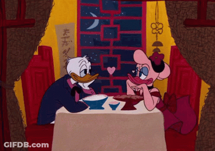 Daisy And Donald Duck Lock Eyes Cartoon Love GIF