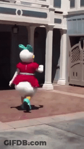 Daisy Duck In Red Dress And Green Bow GIF